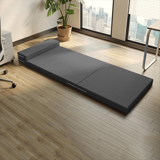 Opvouwbare Matras - Logeerbed Vloermat - Gasten Ontvangen - Afneembare Hoes - 180 x 60 cm - Blauw — afbeelding 4