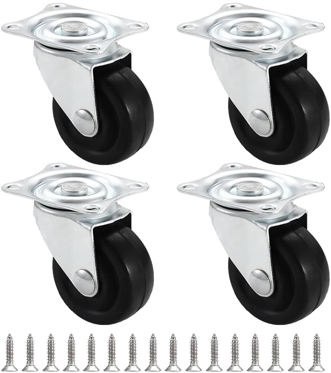 Set van 4 meubelwielen 1 inch met schroeven voor zware belasting, ideaal voor tafels en transport
