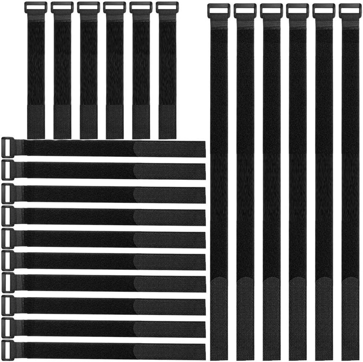 Assortiment van 22 Stuks Zwarte Kabelbinders, Herbruikbare Kabelbanden van 20cm/40cm/60cm voor Kabelbeheer en Organisatie van Elektronica