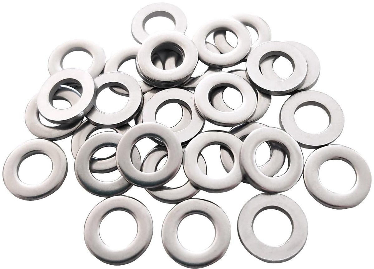 Set van 125 RVS M8 Platte Ringmoeren DIN125 voor Schroeven, Moeren en Draadstangen in de Industrie, Auto en Huishoudelijke Assemblage