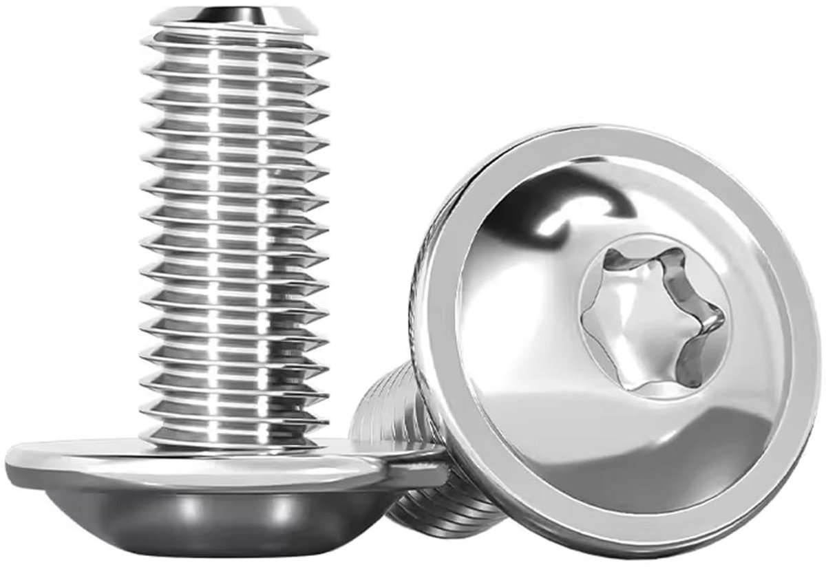 Lenskop Schroeven met Flens 10 Stuks, M8 x 16mm RVS Torx Schroeven voor Bevestiging en Montage, ISO 7380-2 Volledige Draad