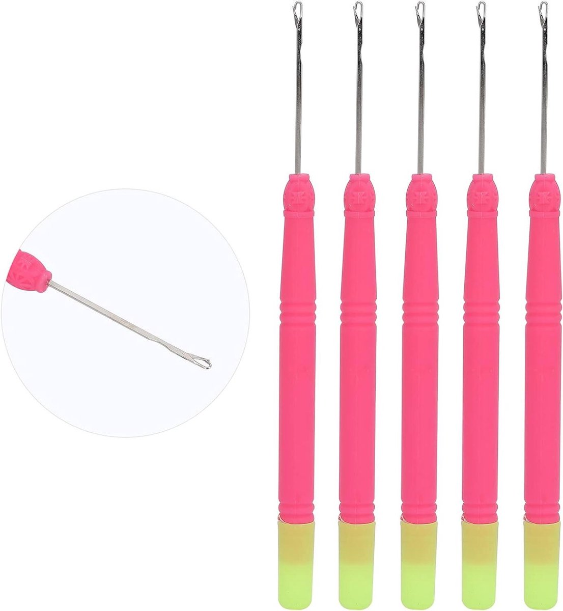 Haaknaald Set - Haar Tool - Haar Styling - Ergonomisch Handvat - 5 Stuks - Rozerood Groen