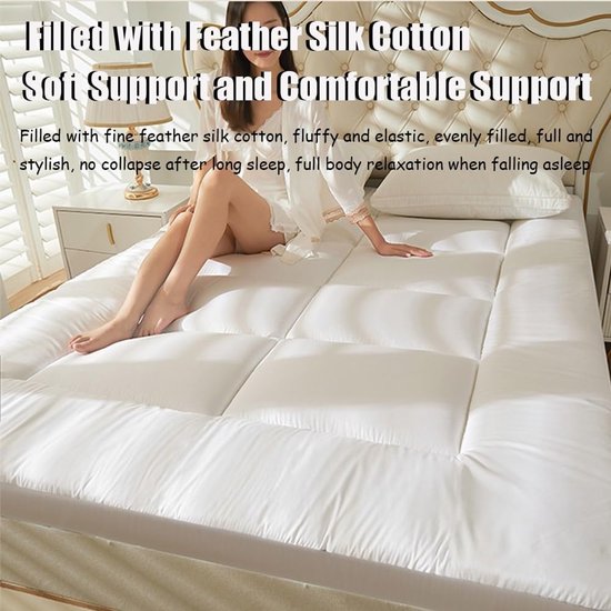 Japanse Futon Matras - Dikke Vloermatras - Comfortabel Slapen - Gewassen Katoenen Stof - 200x220cm - Blauw — afbeelding 5