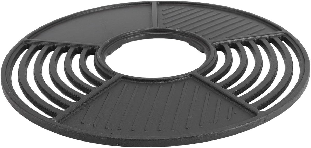 Gietijzeren Grillrooster - Bakplaat Combo - Buiten Koken - Grote Diameter - 42 Cm - Zwart