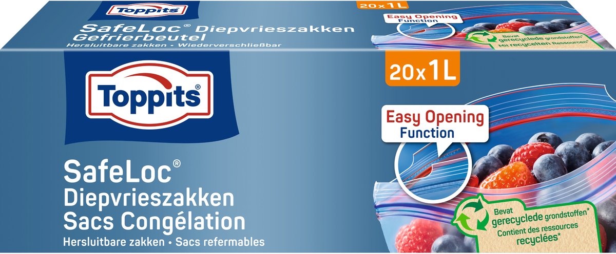 Toppits Safeloc Diepvrieszakken 1 Liter 20 stuks