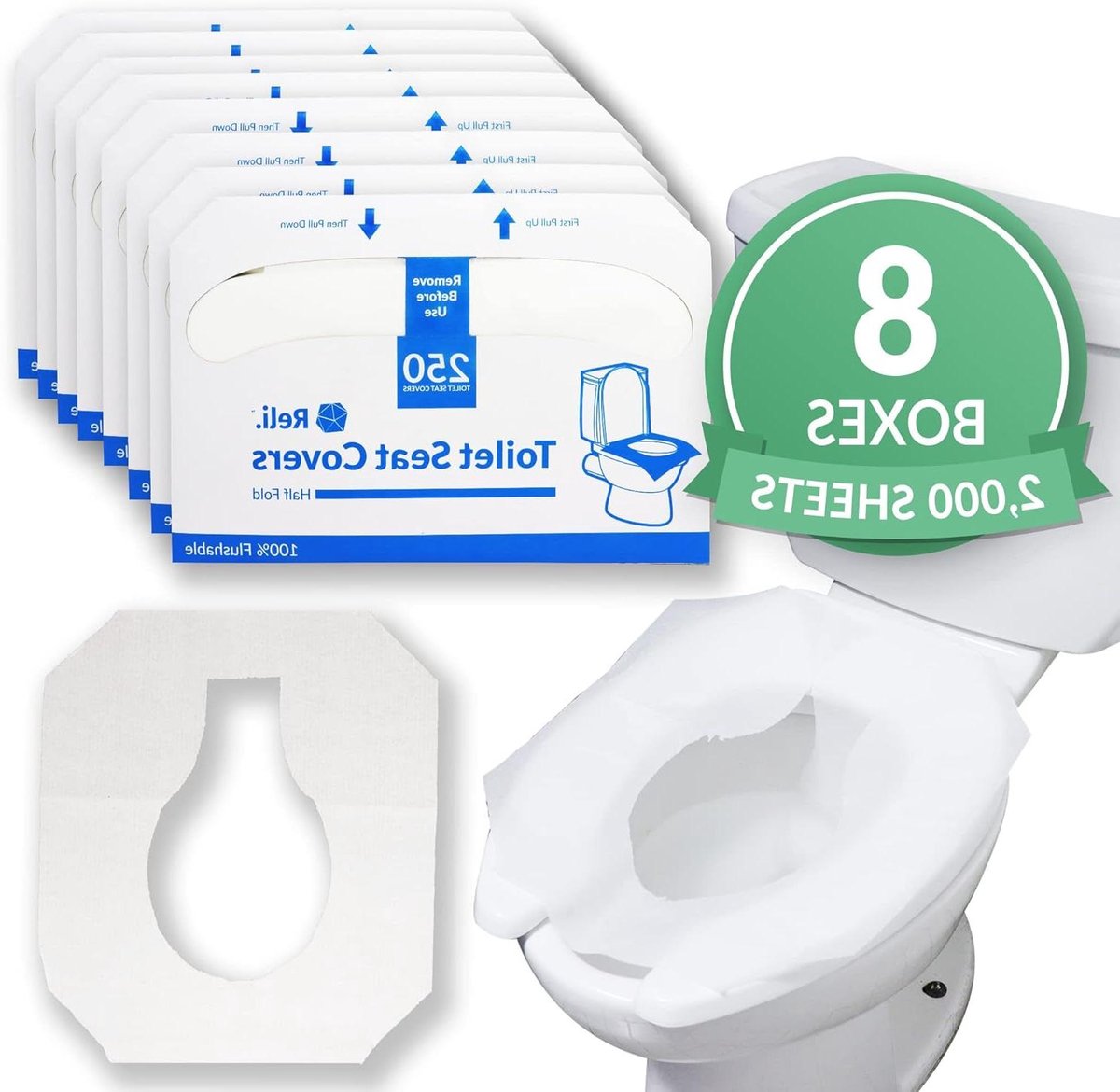 Wegwerp Toiletstoelhoezen - Toilet Covers - Reizen en Camping - Hygiënisch en Praktisch - 250 stuks per verpakking - Wit