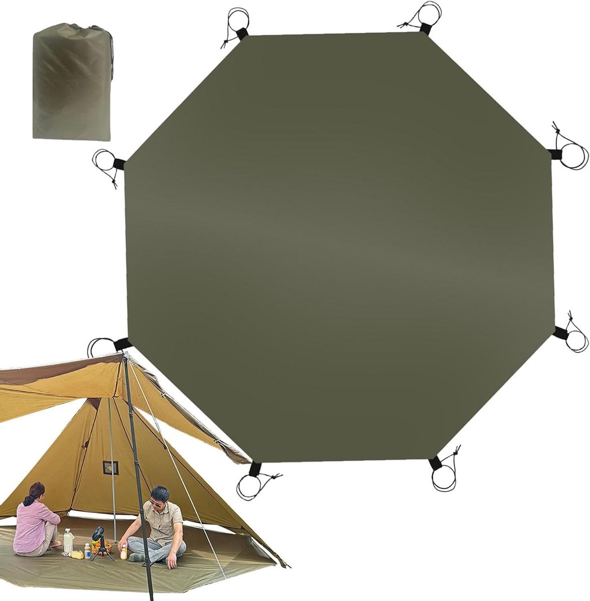 Grondzeil Tent Vloermat - Campingzeil Outdoor - Bescherming Tent - Slijtvast Oxford Stof - 3.2 x 3.2 meter - Grijs