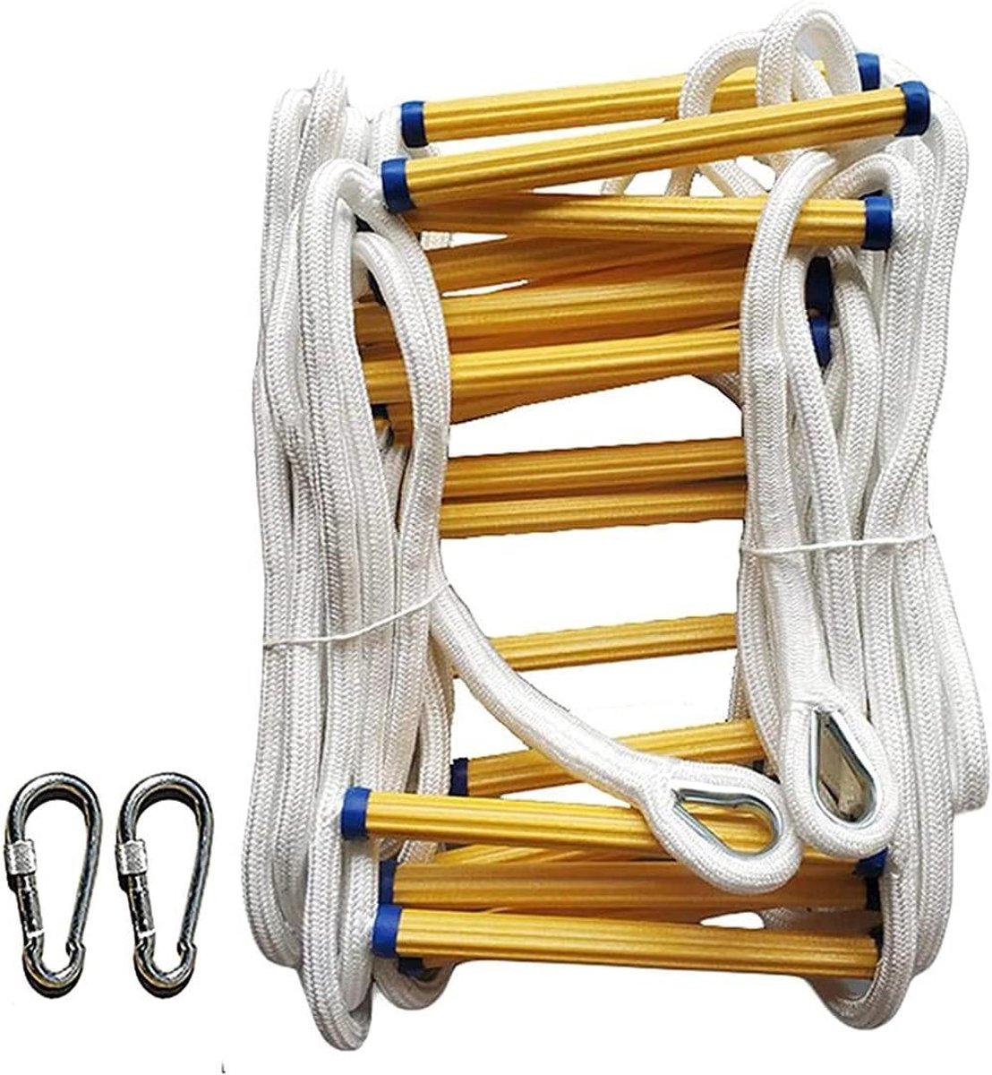 Touwladder Noodladder - Reddingsladder Veiligheid - Snelle Ontsnapping - Vlamvertragend Materiaal - 12 Meter - Wit