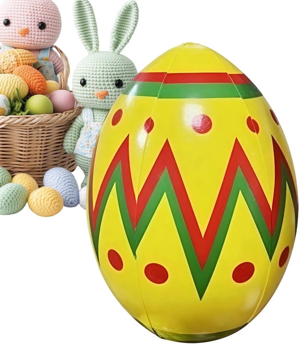 Générique Opblaasbaar paasei, kleurrijke pvc-paasdecoraties om op te blazen | Groot opblaasbaar tuinornament - voor feestjes, eierjacht, huis, tuin, buiten, binnen,