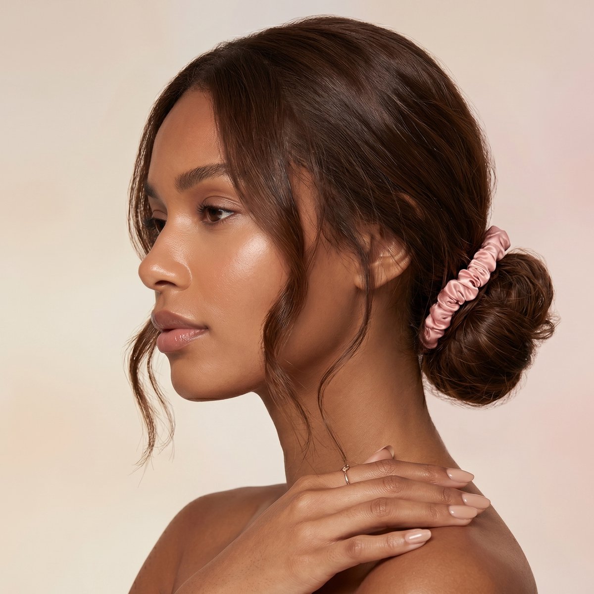 YOSMO - 100 % Zijden haar elastiek - Scrunchie - moerbei zijde - 3 stuks - voordeelbundel - Blush Roze