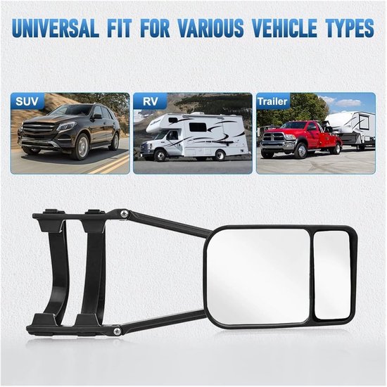 Riloer 2x Caravan Mirror Trailer Drag Mirrors, RV Pull Mirror, Adjustable Extendable Mirror for Car, RV, Caravan, RV, Most Large Vehicle Mirrors — afbeelding 3