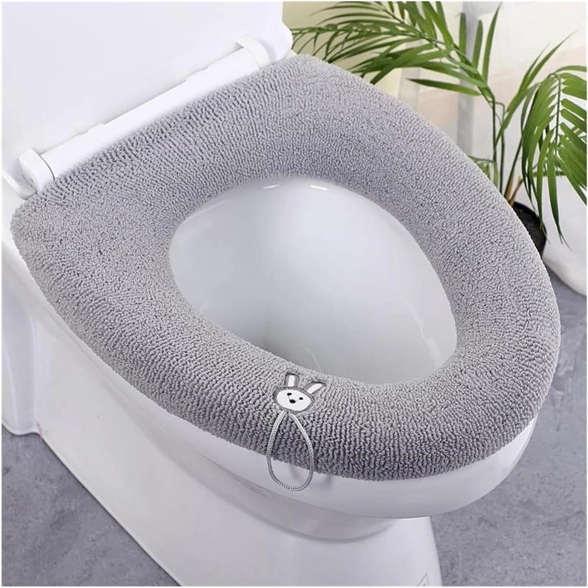 Toiletbrilhoes - Zachte warmer - Badkamer comfort - Rekbaar en wasbaar - 30 x 30 cm - Lichtgrijs