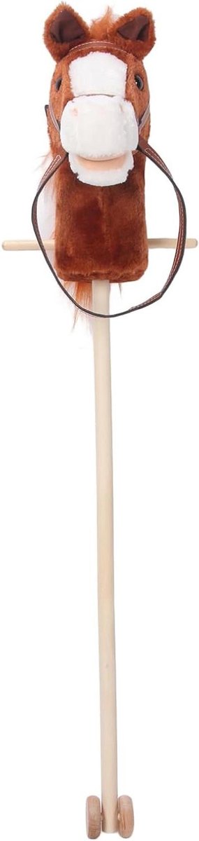 Stokpaard met wielen - Pluche paard - Binnen spelen - Zachte pluche - 100 cm - Koffie