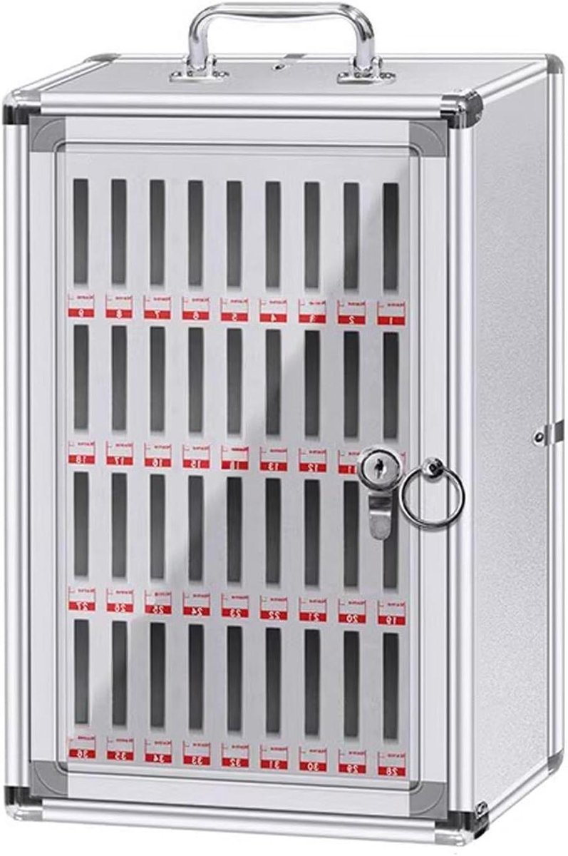 Telefoon Locker - Opslag Kastje - Afleiding Vrij - Aluminium Frame - 8 Sleuven - Transparant