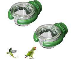 Voederbak voor vogels - 2 Stuks 8.6*7.3*4.4cm - Vogel - Voerbak- Drinkbak - Voederschaal - Verwijderbare kom - Knopontwerp - Voerbakje Geschikt Voor vogelkooi - Plastic vogelbak - Hangende vogelvoederbak - Vogelvoederaccessoires - Groen
