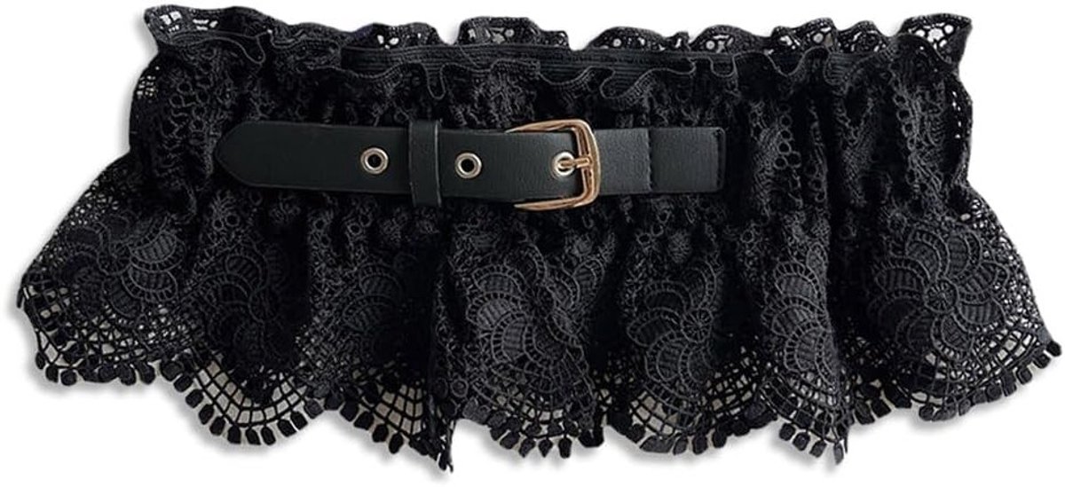 Vrouwen Kanten Corset Riem met Elastische Breedte en Rimpel Design voor Vintage Gothic Kostuum en Jurk Accessoire