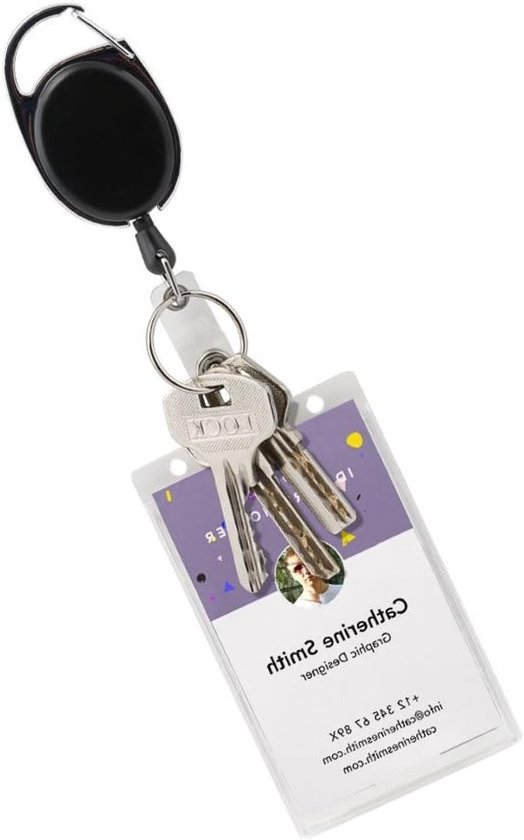 Retractable Badge Holder Metalen Reel Clip Sleutelhanger voor ID Kaarten - Set van 10, Perfect voor Werk en Evenementen — afbeelding 3