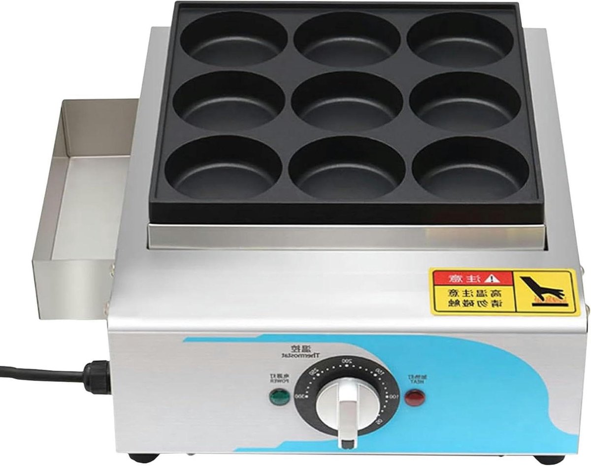 Omelet Maker - Ei Burger Machine - Ontbijt Bereiden - 9 Gaten - 31x37x13 cm - Zilver