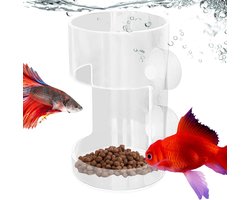 Visvoederdispenser - Aquarium voerhouder - Vissen voeren - Zuignap bevestiging - 6 x 6 x 10 cm - Transparant
