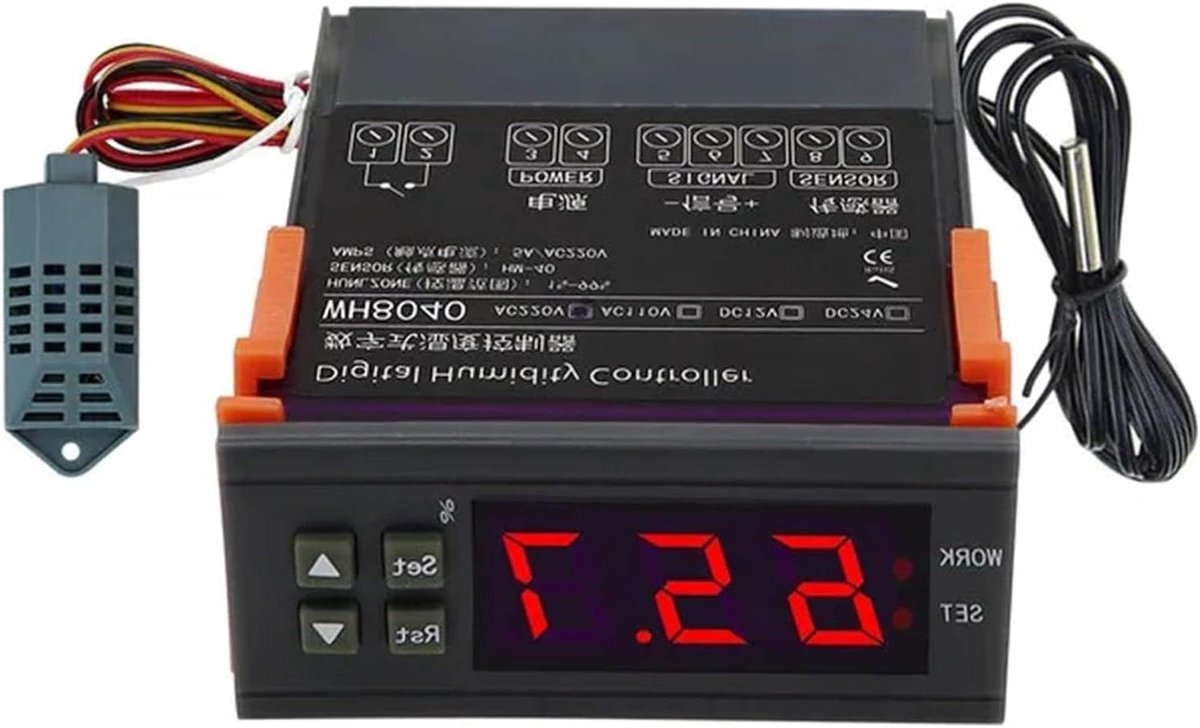 Vochtigheidsregelaar - Hygrometer Sensor - Klimaatbeheersing - Digitale Weergave - 1-99% - Zwart