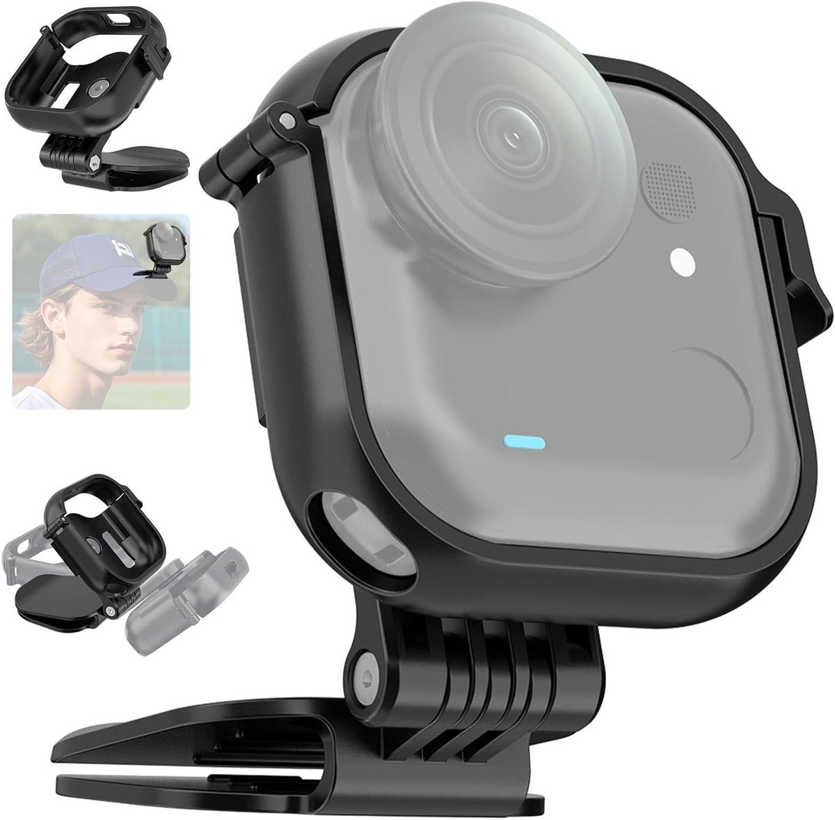 Camera Clip - Houdersysteem - Actie Opnames - Vrij Instelbare Hoek - 5.5 x 5.4 x 3.1 cm - Zwart