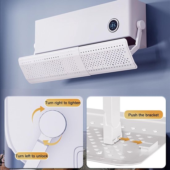 Airco Winddeflector - Verstelbare Beugel - Comfortabele Luchtstroom - Zuignap Installatie - 58-104 cm Intrekbaar - Wit — afbeelding 5