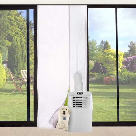 Deurafdichting mobiele airco 210×90 cm wit, tochtstrip met ritssluiting, waterdicht, universeel voor balkondeuren