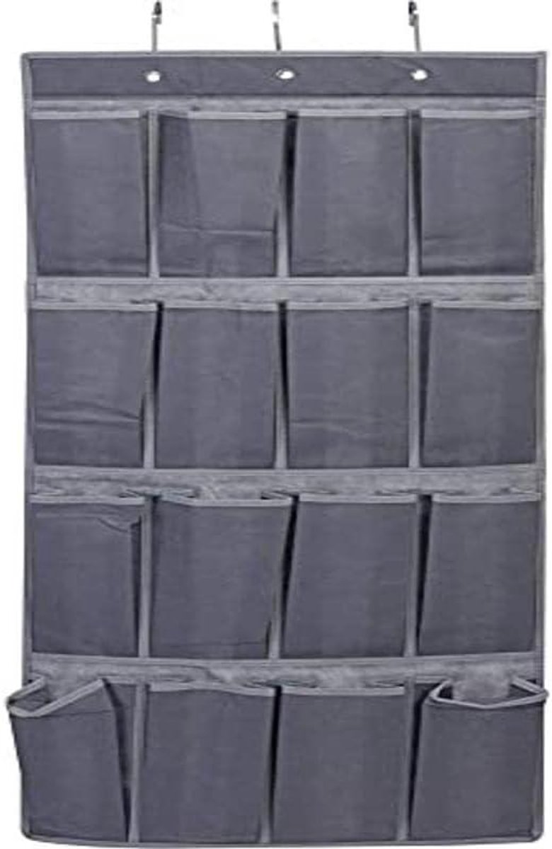 Opberg organizer - Hangende opberger - Kleding opbergen - 16 vakken - 45 x 110 cm - Grijs