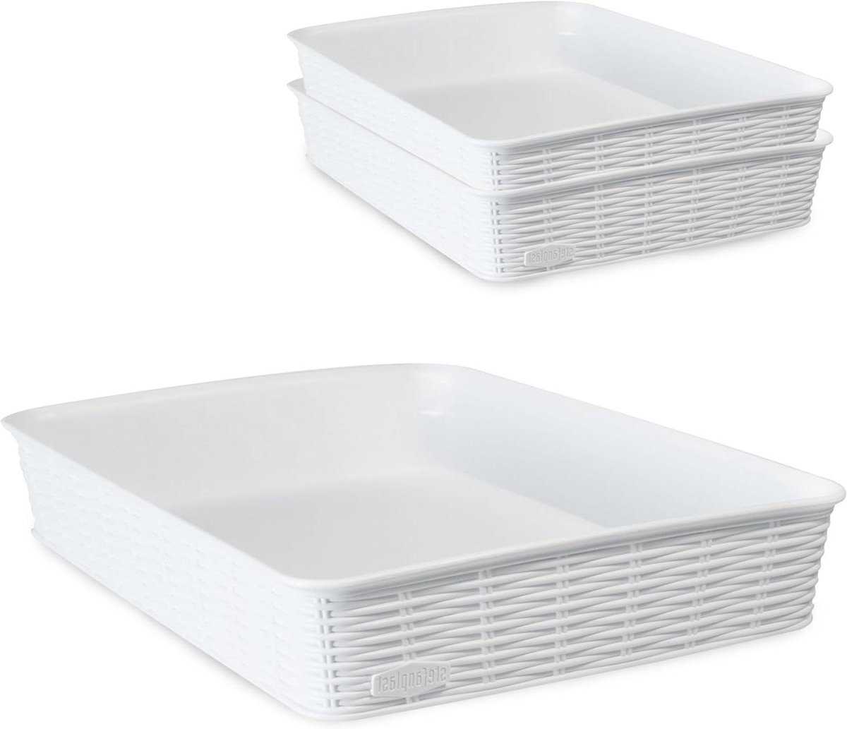 Opbergmanden Set - Lade Organizer - Ruimte Ordenen - Rotan Look - 35x25 cm - Wit