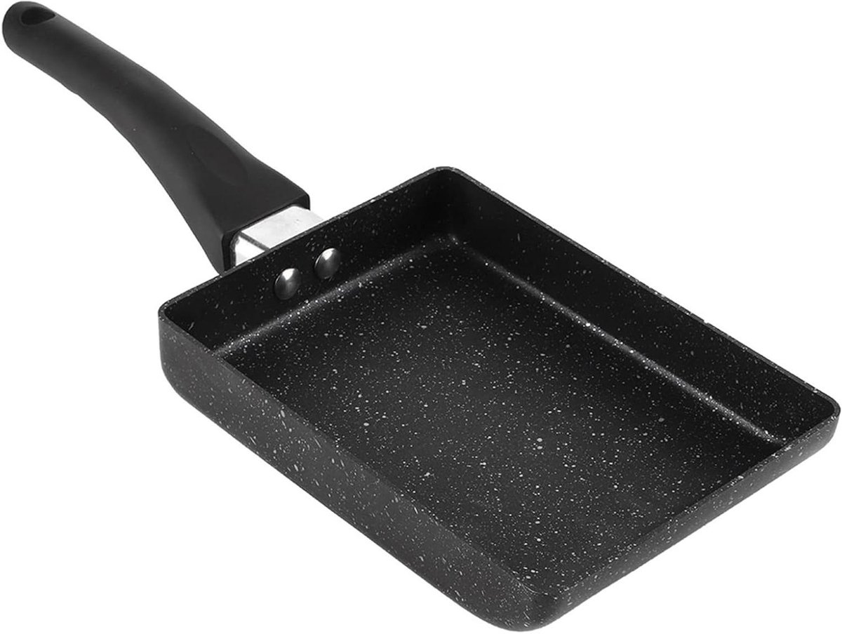 Tamagoyaki Pan - Omelet Pan - Ontbijt Maken - Anti-aanbak Steenlaag - 16 x 37 x 5 cm - Zwart