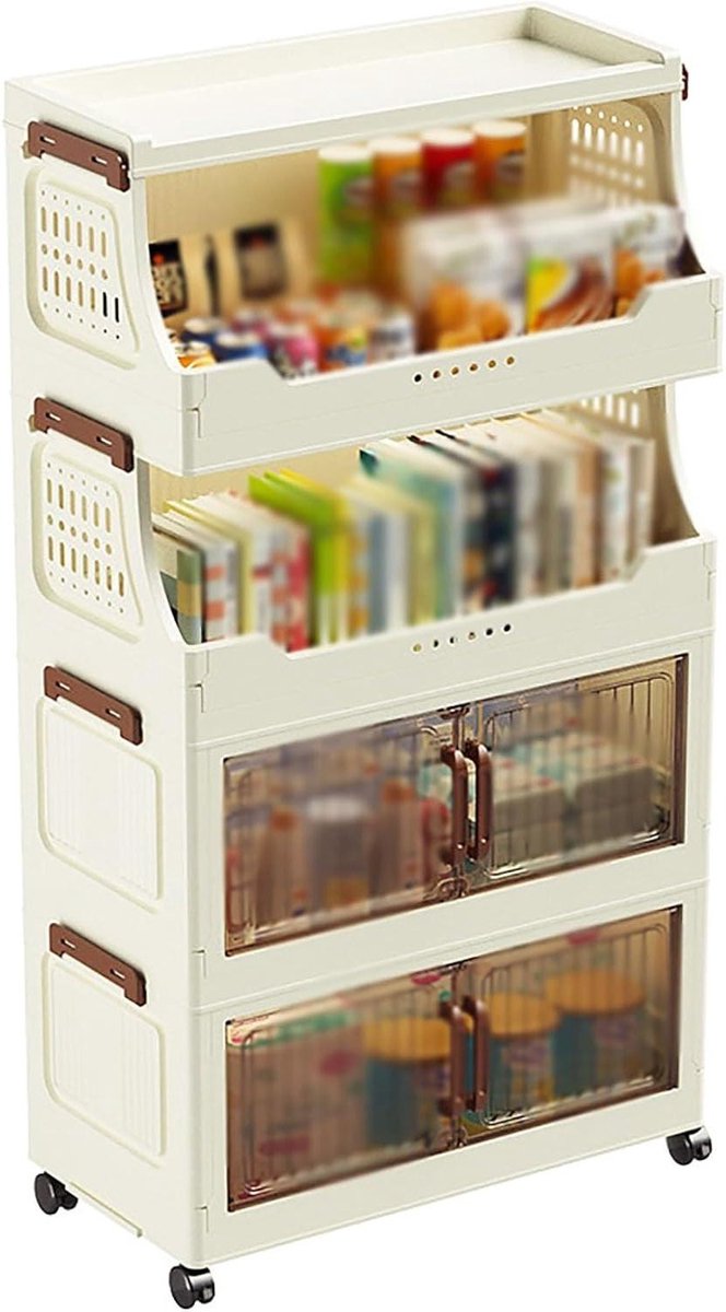 Opbergkast - Mobiele Kluisjes - Huis Organiseren - Inklapbaar Ontwerp - 50 x 25 x 92 cm - Wit