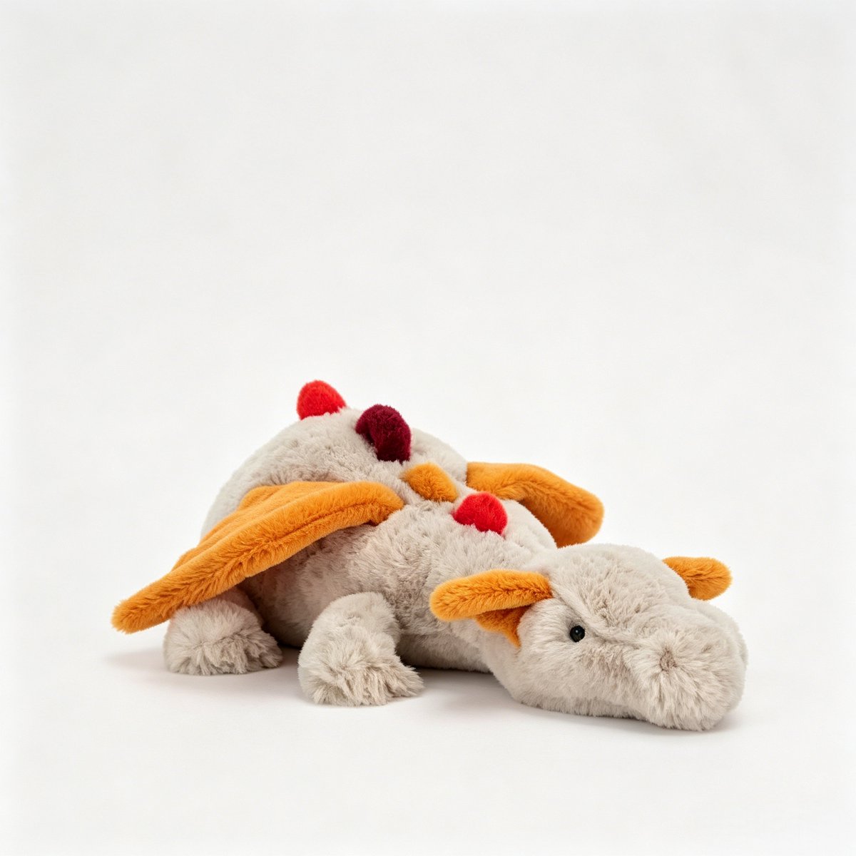 Kraftverdia Pluche Knuffel - Draakkussen Drake Knuffel - 50cm - Schattig en Rustgevend - Sknuffel Dino -Platinum