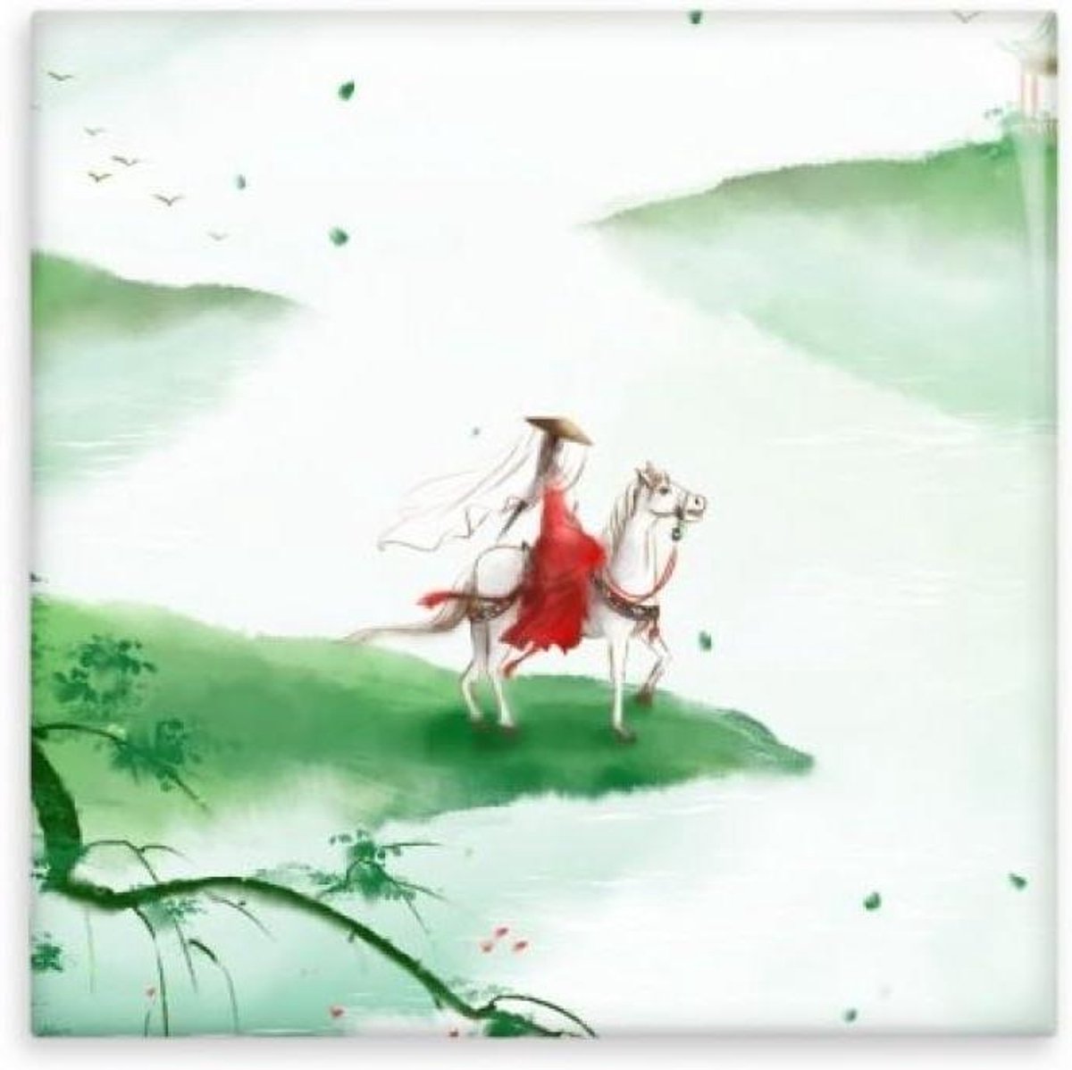 Rijden Een Paard Ga Chinese Aquarel Keramische Bisque Tegels Badkamer Decor Keuken Keramis