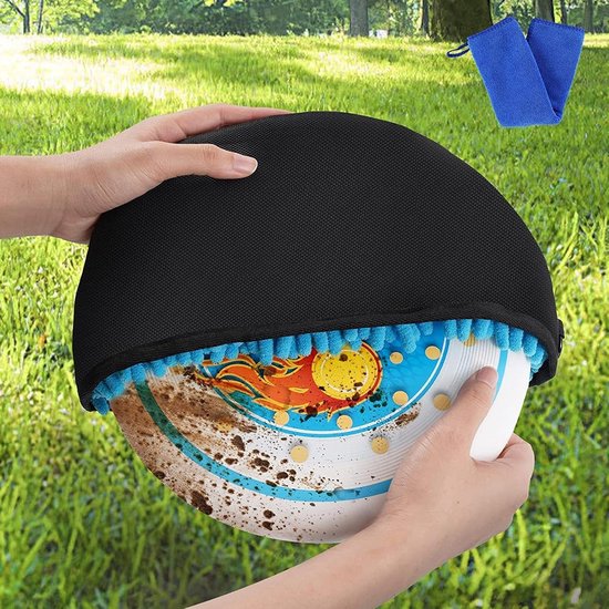 Disc Golf Handdoek - Vliegende Schijf Doek - Sport Accessoire Reinigen - Met Riemclip - 30 cm - Zwart — afbeelding 4