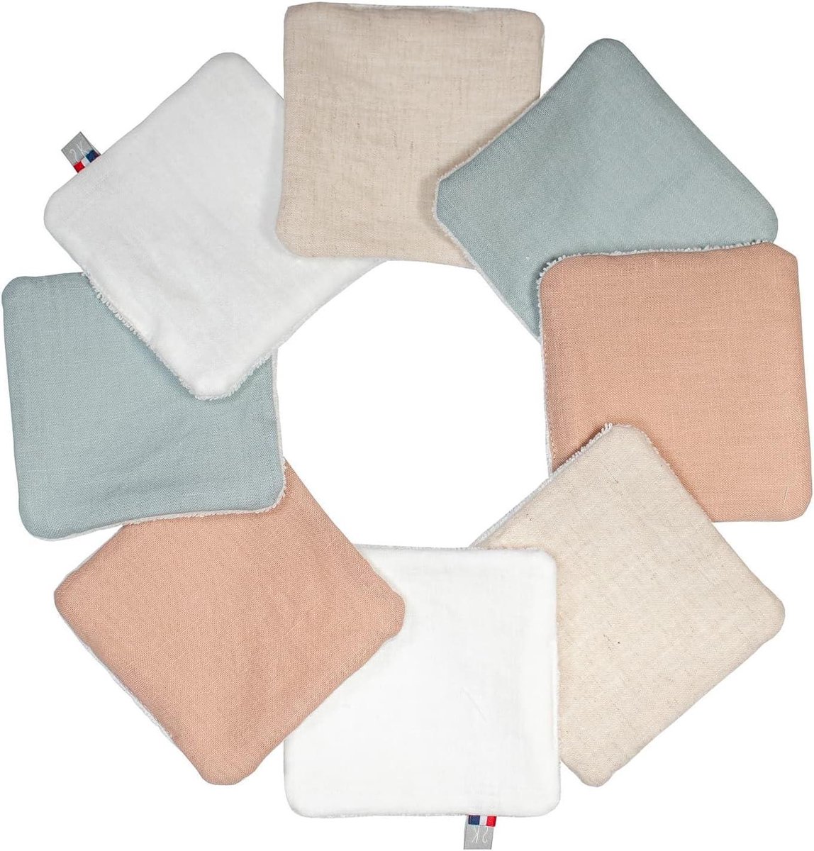 Wasbare Baby Doekjes - Linnen Doekjes - Baby Hygiëne - Gemaakt in Frankrijk - 8 Stuks - Off-white