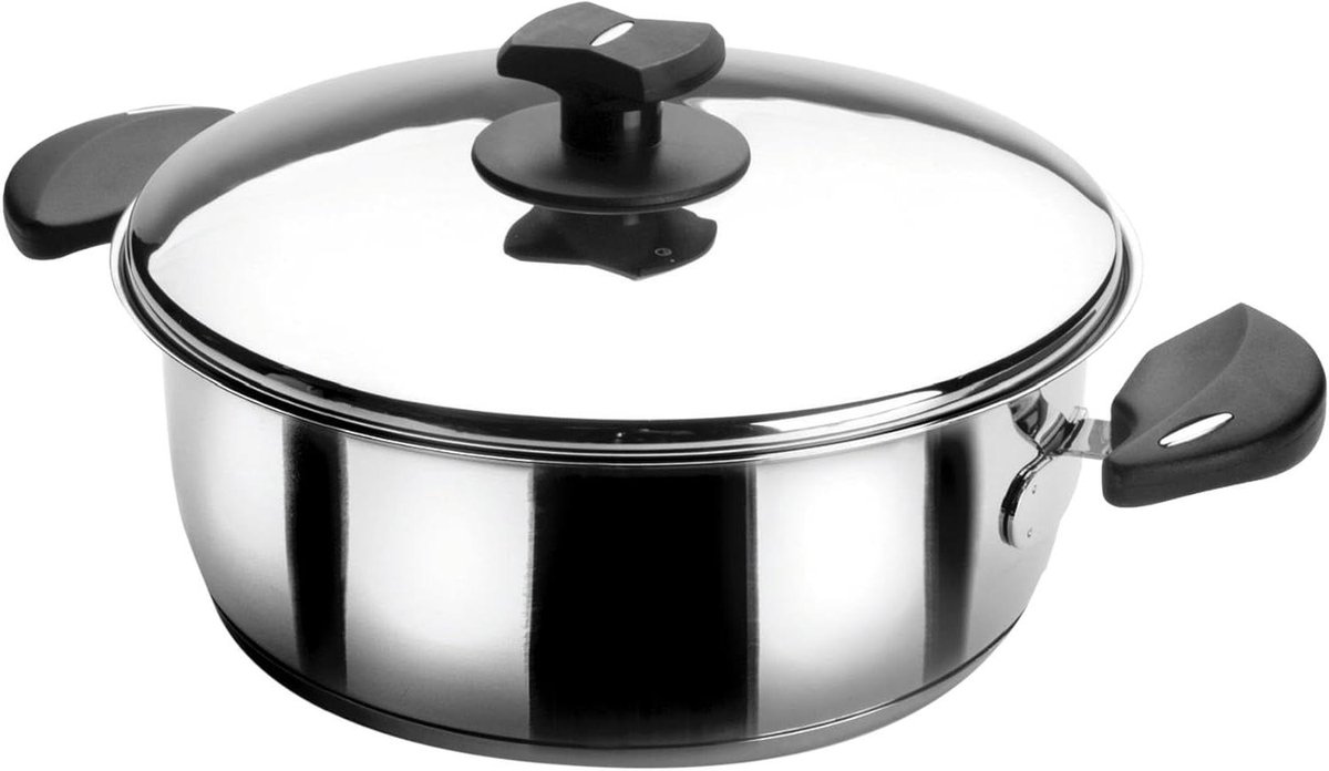 Ronde Schotel - Ovenschaal - Koken en Serveren - Sandwich Bodem - 24 cm - Zilver