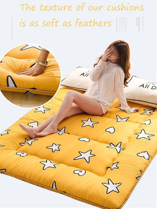 Opvouwbare Matras - Futon Japanse Stijl - Comfortabel Slapen - 10cm Dikke Vulling - 120 x 190 cm - Blauw — afbeelding 4