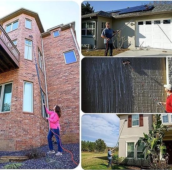 Telescopische raamwisser - Uitschuifbare borstel Steelreiniger - Hoge ramen wassen - Watergevoed systeem - 36-6 meter - Aluminium — afbeelding 4