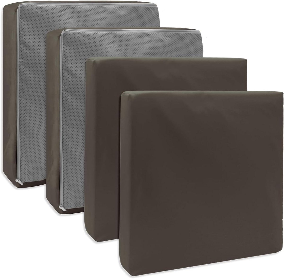 Terraskussenhoezen Waterdicht - Tuinstoelhoezen - Buitenmeubels Beschermen - Antislip Bodem - 60 x 55 x 10 cm - Koffie
