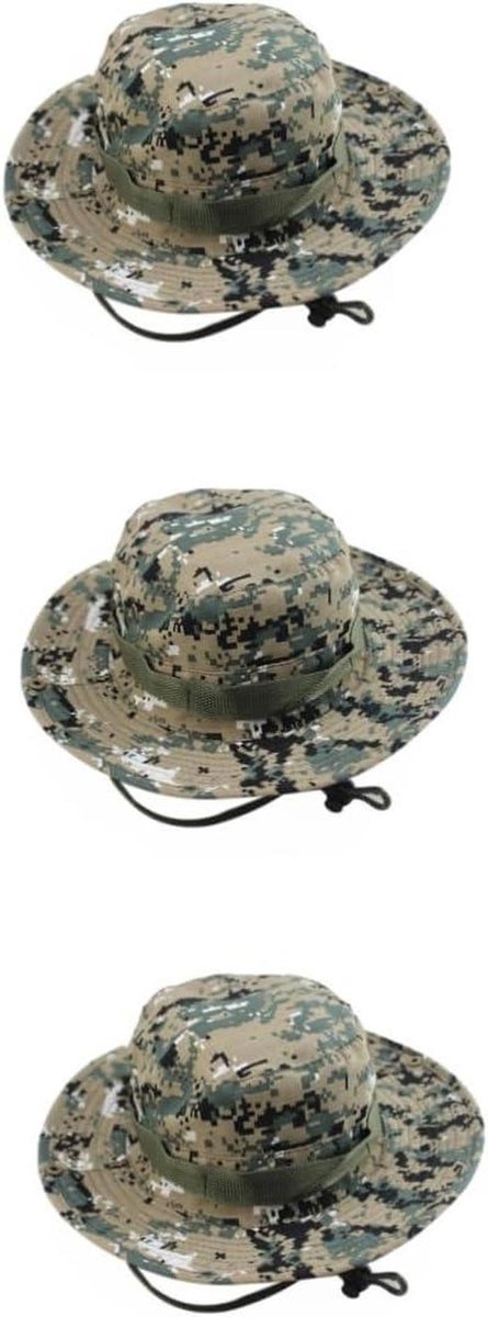 Bucket Hoeden - Vissersmuts - Buitenactiviteiten - Verstelbare kinband - 33 x 24 x 8 cm - Camo