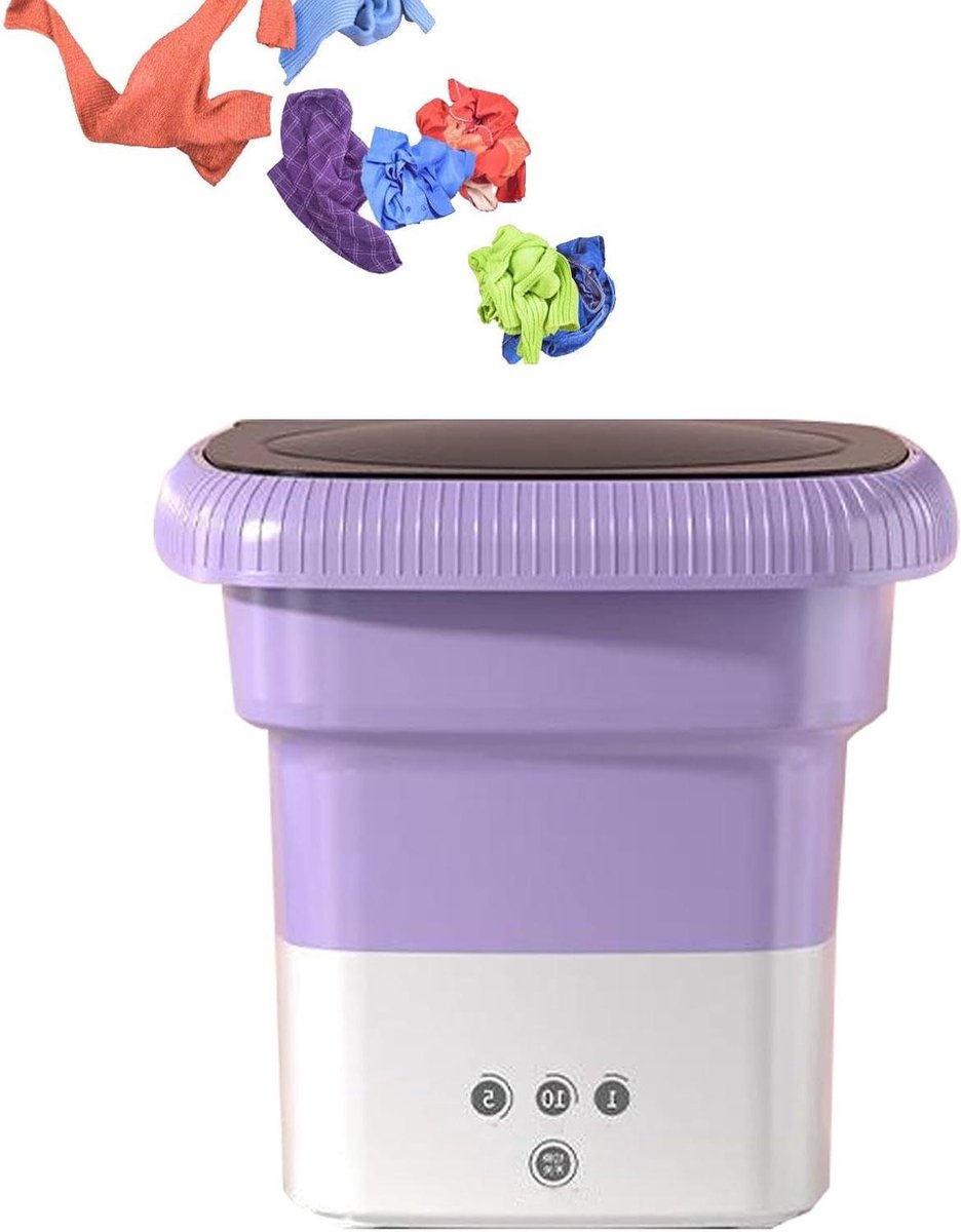 Mini Wasmachine Opvouwbare Tank Reizen en Kamperen Krachtige Trillingsgolven 4.4 Lbs Capaciteit Wit
