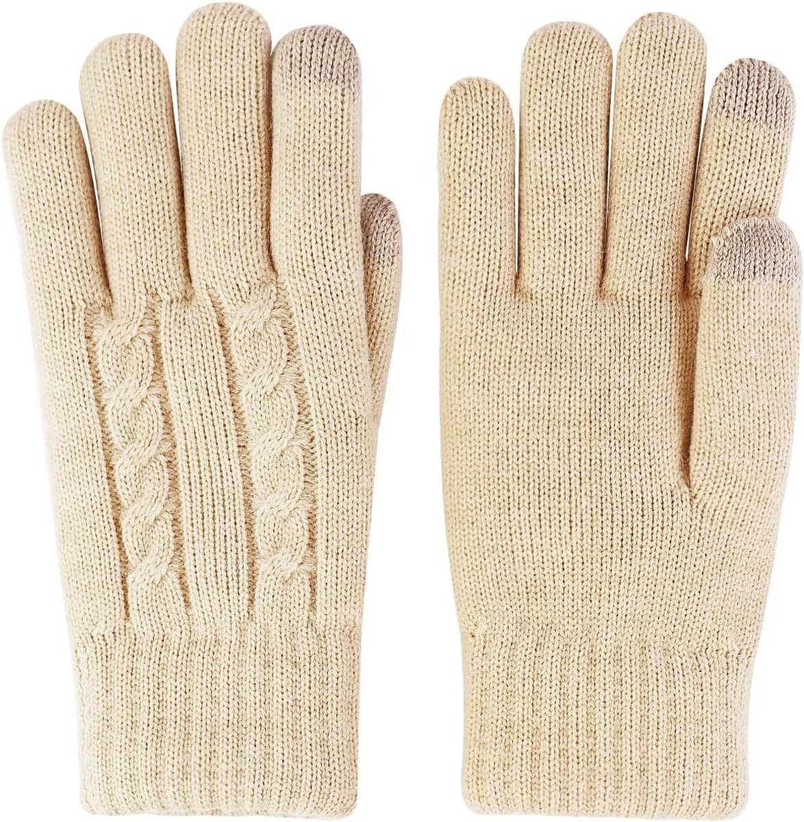 Warm gevoerde winterhandschoenen met 3-finger touchscreen, gebreide thermohandschoenen voor koude dagen