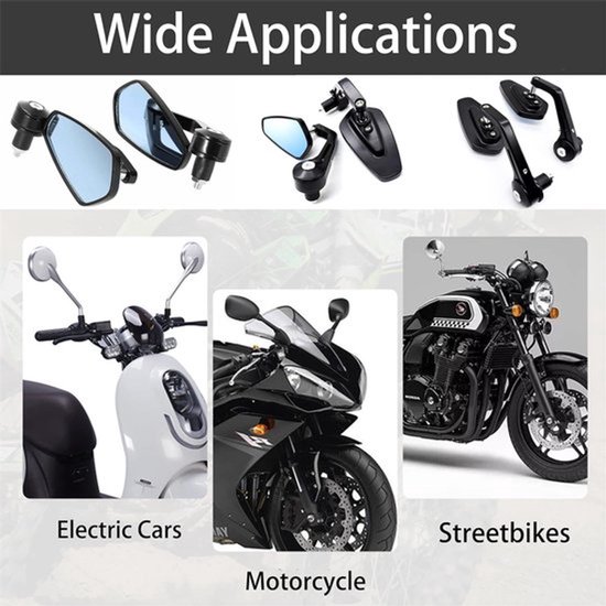Set van 2 - Achteruitkijkspiegels - Motorspiegels - E-bikespiegels - Stuurspiegels - Universele scooterspiegels - Opvouwbare stuurspiegels - Scooterspiegels - Reflecterende spiegels - Draaibaar - Zwart — afbeelding 4