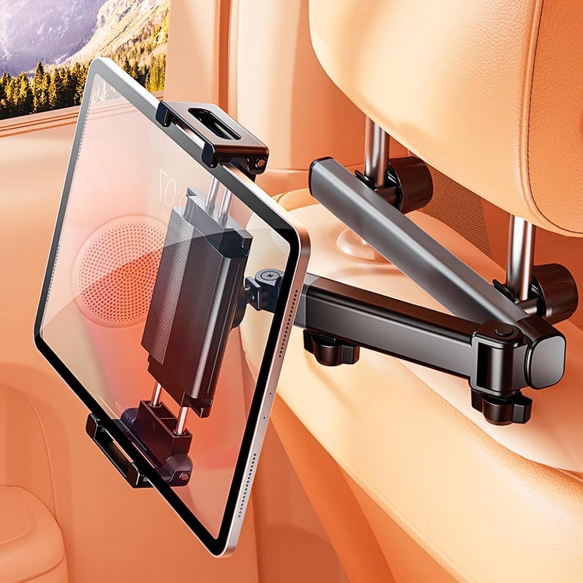 Tablethouder Auto - iPad Houder - Reizen Achterin - Verstelbare Kijkhoek - 4.7-12.9 inch - Zwart