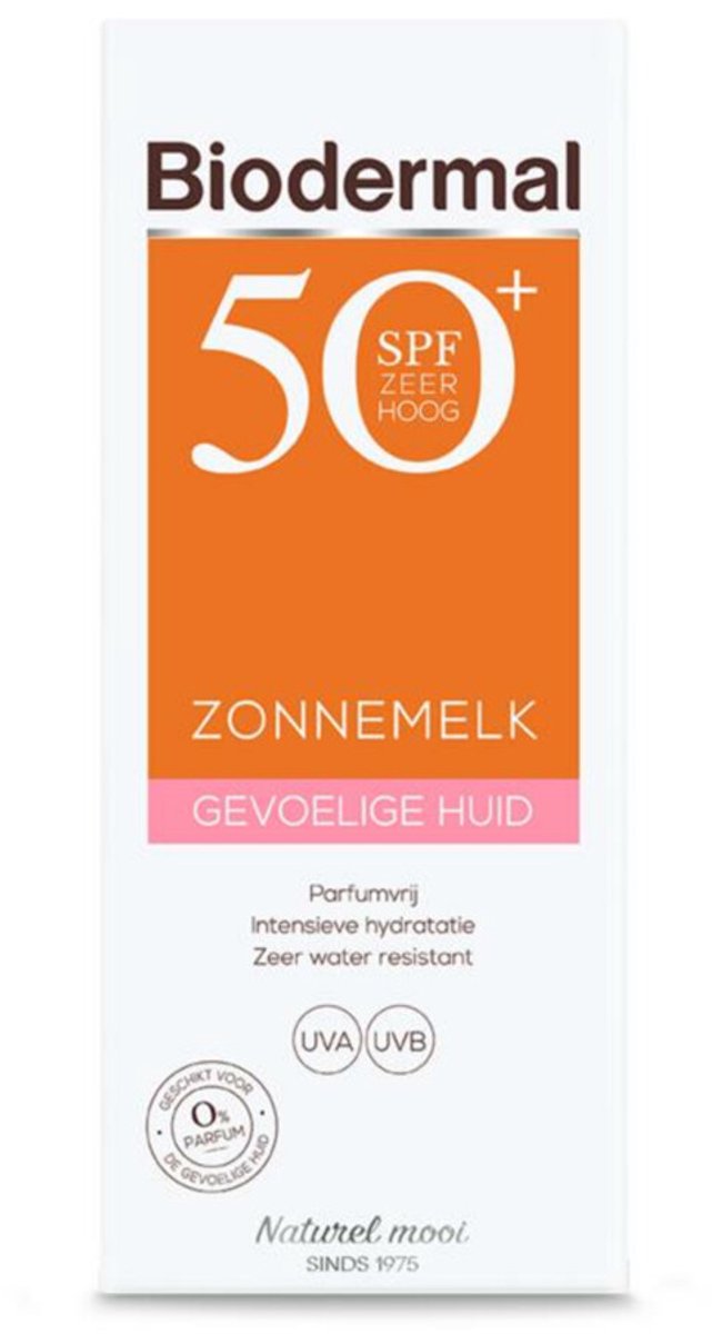 Bol.com Biodermal zonnemelk gevoelige huid - Zonnemelk voor de gevoelige huid -SPF50+ 200 ml aanbieding