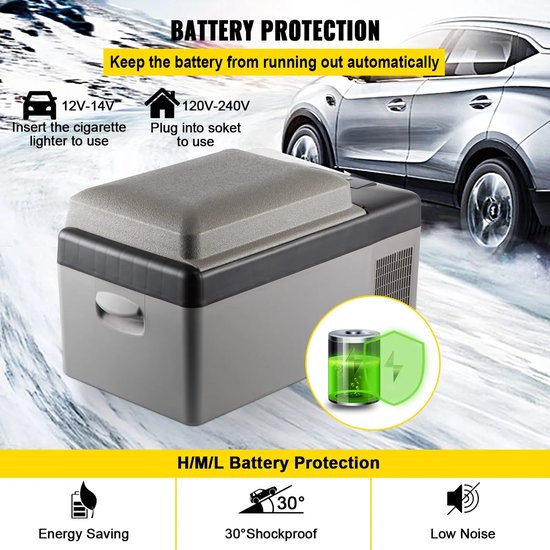 Archi Auto koelkast 20L - Koelbox - Draagbaar - Elektrische mini koelkast voor auto, camping, reizen & outdoor - Zwart/grijs van Archi — afbeelding 2