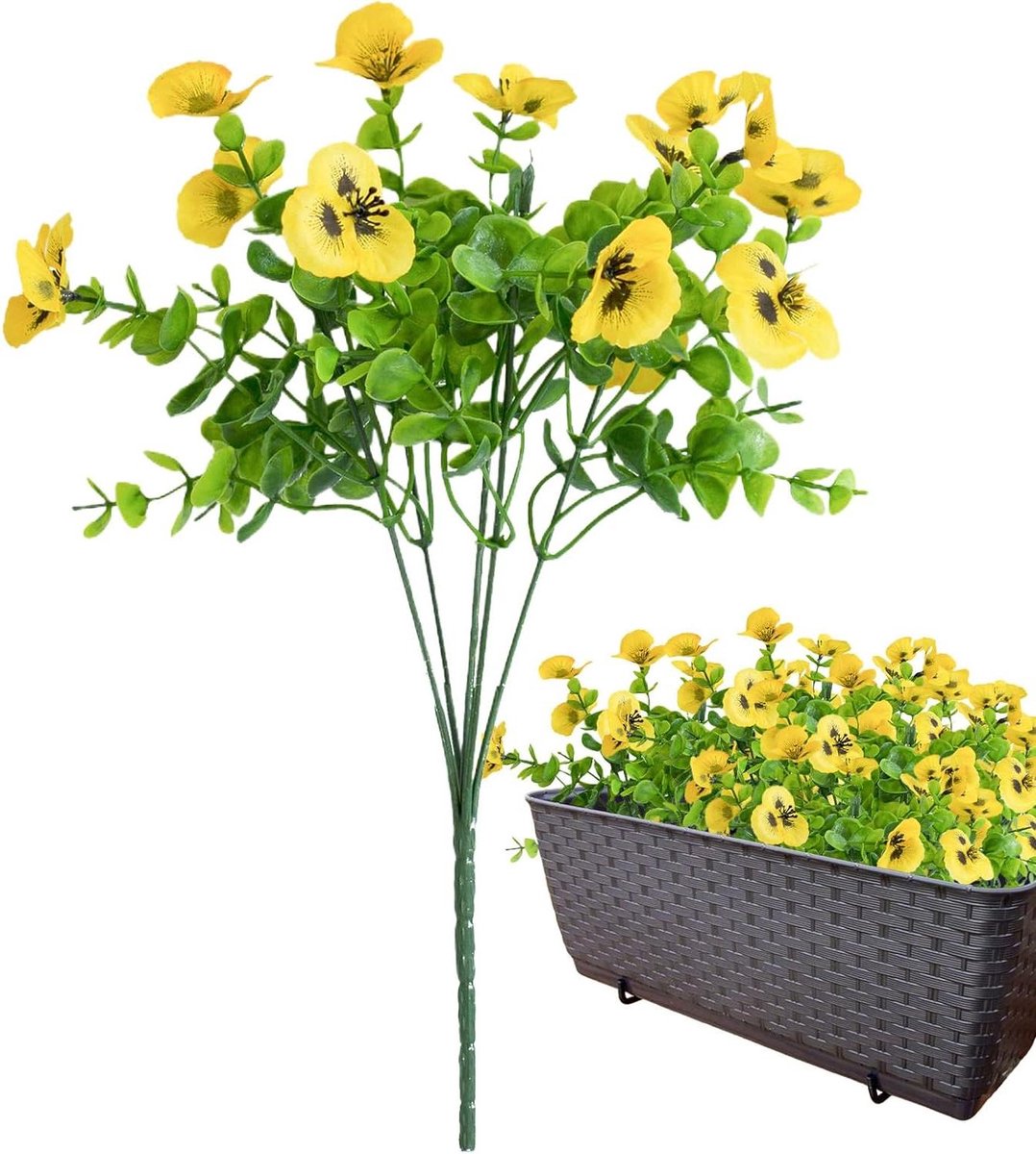 Kunst viooltjes - Nep bloemen - Tuindecoratie - Vervaagbestendig - 32cm lengte - Geel