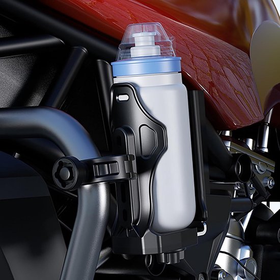 Drankhouder Motor Fiets - Bekerhouder Stuur - Onderweg Drinken - Lekvrij Antislip Ontwerp - Verstelbare Breedte - Zwart — afbeelding 5