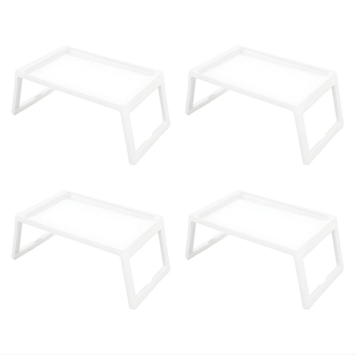 Happiq Set van 4 Bedtafel Dienbladen – Opvouwbare Poten – Vrijstaande Bed Tray Tables voor Eten, Werken en Studeren – Wit White
