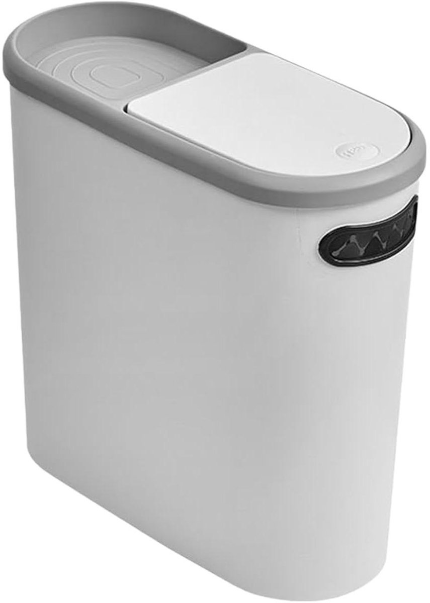 Afvalemmer - Prullenbak - Huishoudelijk Gebruik - Kanteldeksel - 10 Liter - Wit